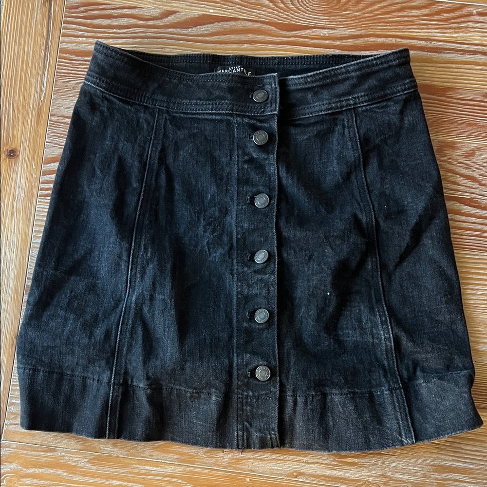 Jcrew Black Button-Front Denim Mini Skirt
